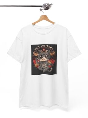 Gildan White 'Hail Lucipurr' Cat Graphic Tee